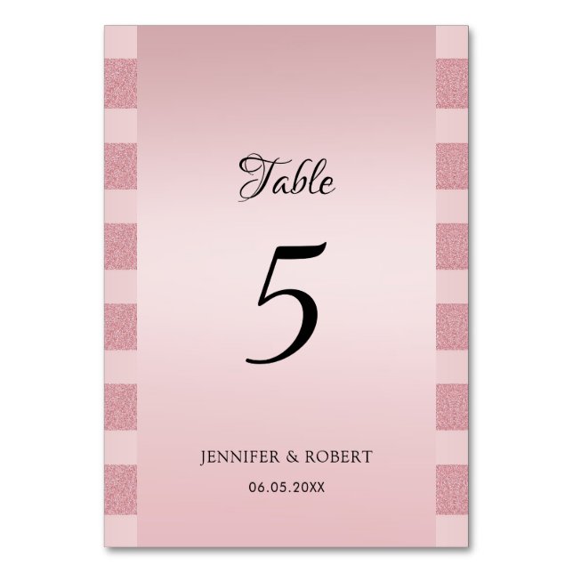Numéro De Table Modèle de script moderne élégant paillettes or ros (Par défaut)