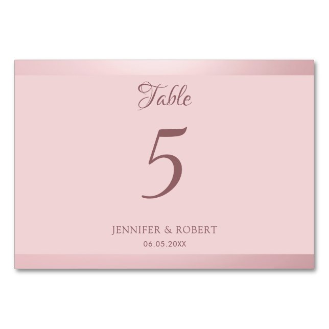 Numéro De Table Modèle élégant de script moderne en rose gold tend (Devant)