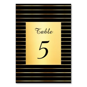 Numéro De Table Modèle élégant manuscrit noir et or