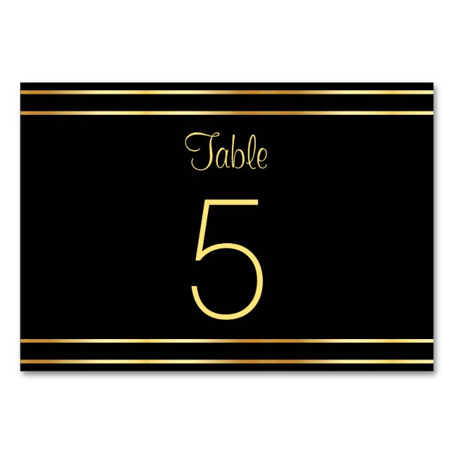 Numéro De Table Modèle Glamour Moderne Noir Et Or Tendance (Dos)