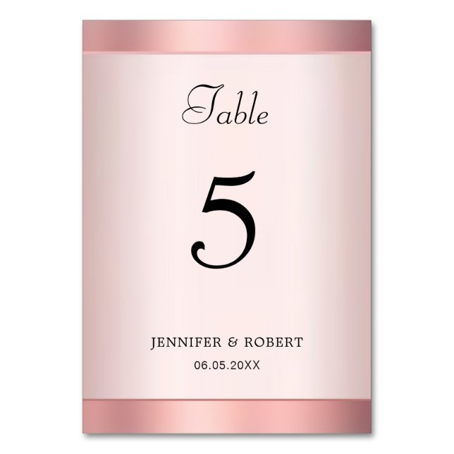 Numéro De Table Modèle moderne élégant de rose gold écrit à la mai (Par défaut)
