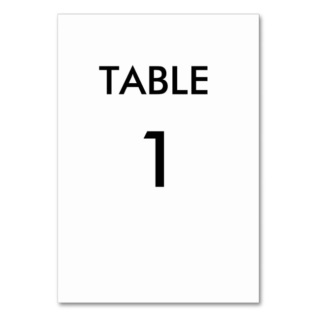Numéro De Table Modèle personnalisé vide (Dos)