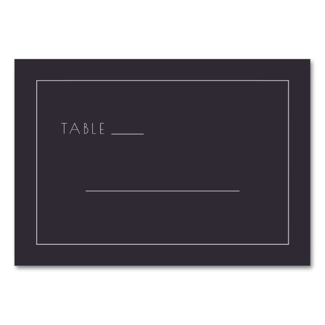 Numéro De Table Modern Black Minimalist Table Sign (Devant)
