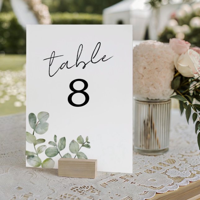 Numéro De Table Modern Eucalyptus Watercolor Wedding Table Number (Créateur téléchargé)