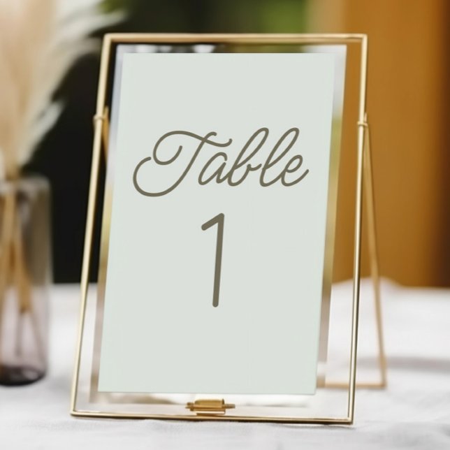 Numéro De Table Modern Minimal Minimalist Green Wedding (Créateur téléchargé)