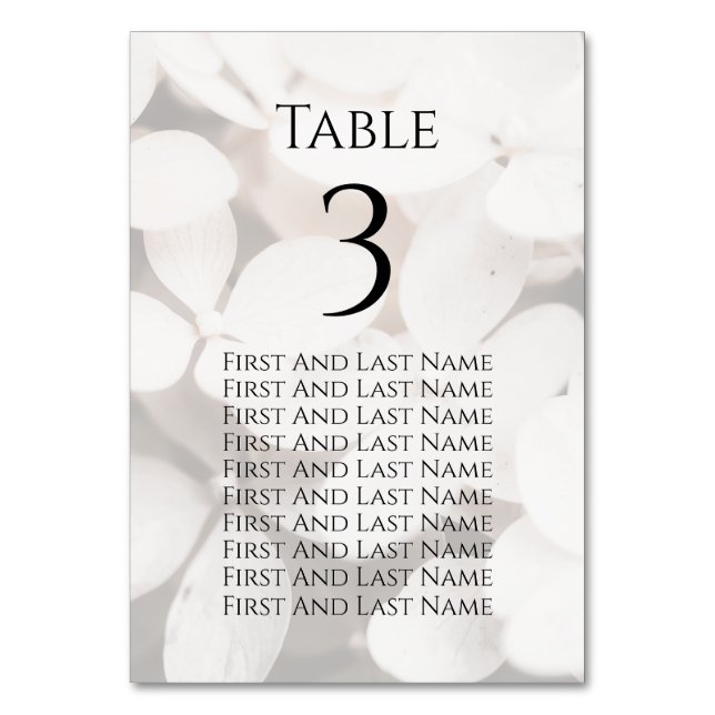 Numéro De Table Modern Minimalist White Floral Seating Chart Card (Par défaut)