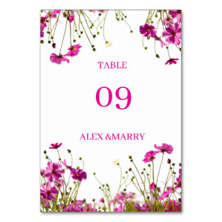 Numéro De Table Modern Wildflower Garden Border wishing well card
