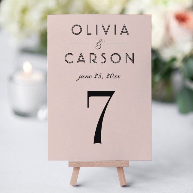 Numéro de table moderne Blush et Black Mariage (Créateur téléchargé)