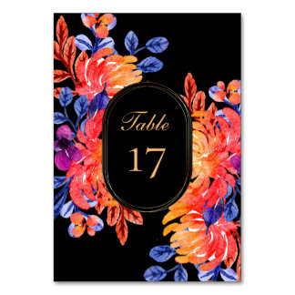 Numéro De Table Moderne Chic Bouquet Floral Aquarelle Mariage