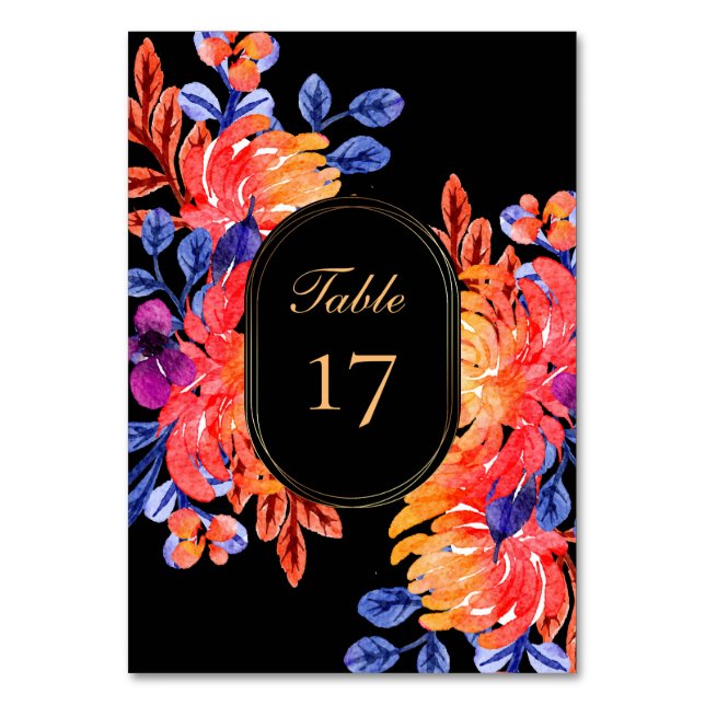 Numéro De Table Moderne Chic Bouquet Floral Aquarelle Mariage (Par défaut)