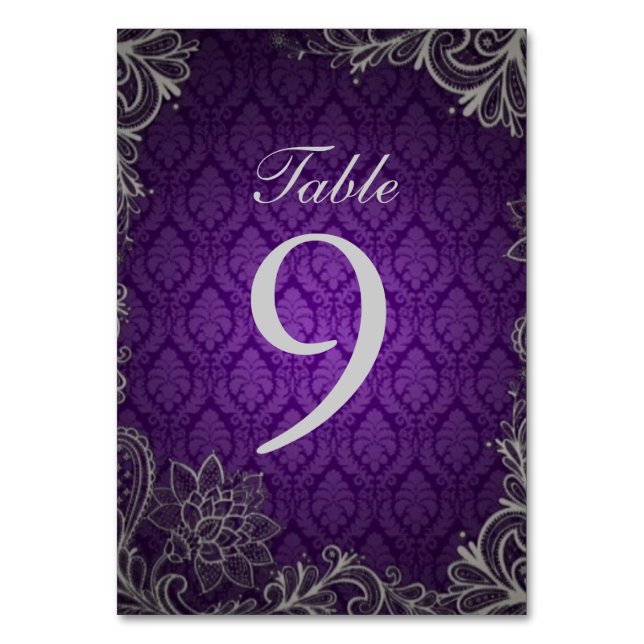 Numéro De Table moderne élégant damask violet mariage (Par défaut)