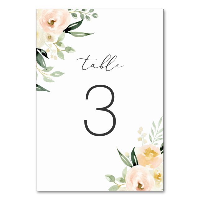 Numéro De Table Moderne floral rose pêche verdure (Par défaut)