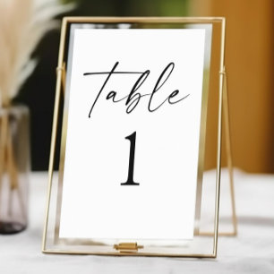 Numéro De Table Moderne minimaliste Élégant Mariage noir blanc