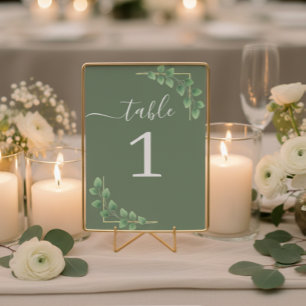 Numéro De Table Moderne minimaliste Mariage du congé vert