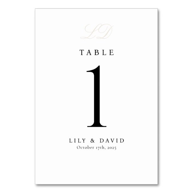 Numéro de table moderne monogramme (Par défaut)