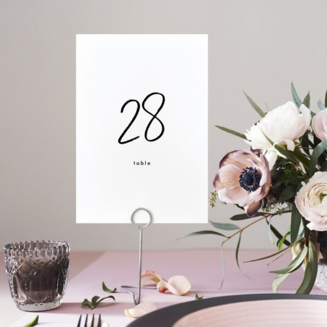 Numéro De Table Moderne Personnalisé Mariage noir blanc élégant (Créateur téléchargé)