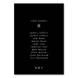 Numéro De Table Moderne Premium Noir Onyx Plain Mariage simple