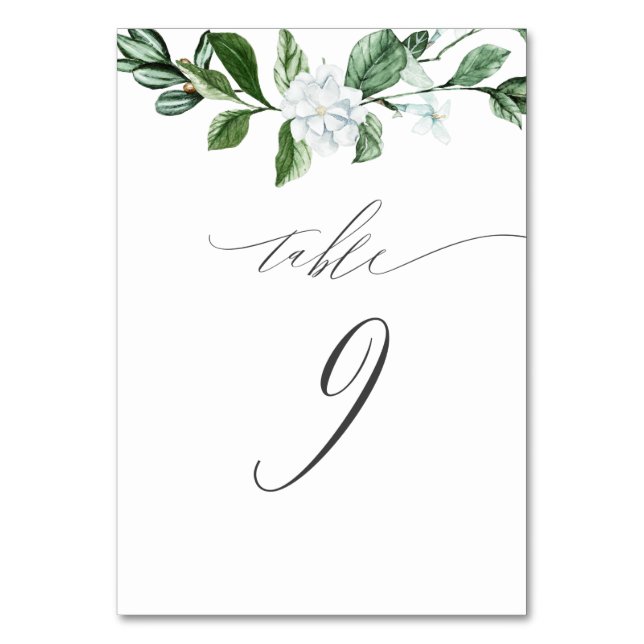 Numéro De Table Moderne Sage Vert Floral blanc No 9 Mariage (Par défaut)