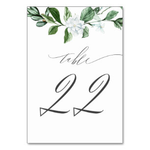 Numéro De Table Moderne Sage Vert Flore Blanc No 22 Mariage