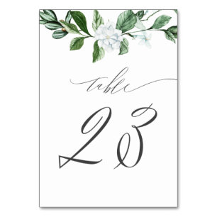Numéro De Table Moderne Sage vert Flore blanche No 23 Mariage
