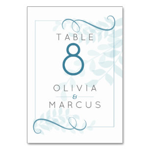 Numéro De Table Moderne Smokey Blue Accents Turquoises bleu pâle F