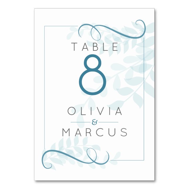 Numéro De Table Moderne Smokey Blue Accents Turquoises bleu pâle F (Par défaut)