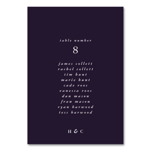 Numéro De Table Moderne violet simple Mariage (Dos)