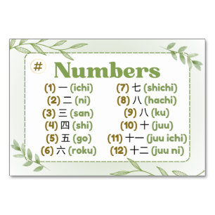 Numéro De Table Mois en japonais (cartes Flash)