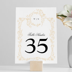 Numéro De Table Monogram Blush Crest traditionnel Mariage élégant
