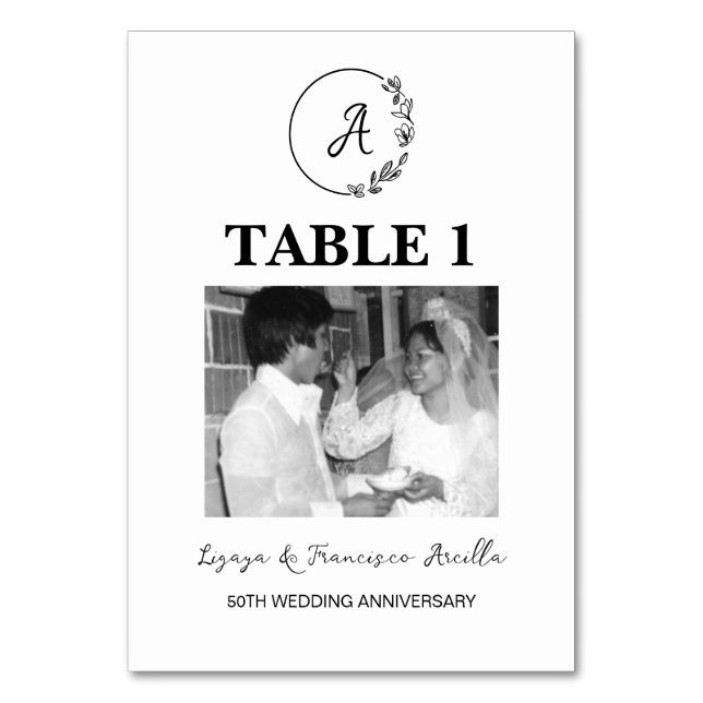 Numéro De Table Monogramme 50e anniversaire de mariage Photo perso (Par défaut)