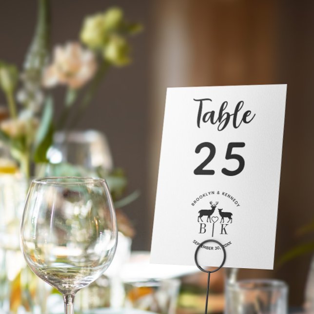 Numéro de table Monogramme Cerf Mariage rustique à (Créateur téléchargé)