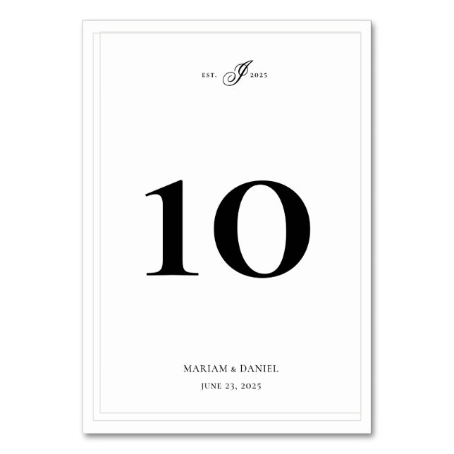 Numéro De Table Monogramme de calligraphie simple élégant mariage  (Par défaut)