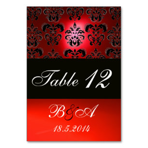 NUMÉRO DE TABLE MONOGRAMME DE DOMMASQUES BLANC ROUGE CLAIR