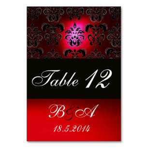 NUMÉRO DE TABLE MONOGRAMME DE DOMMASQUES DE CLASSE BLANCHE ROUGE