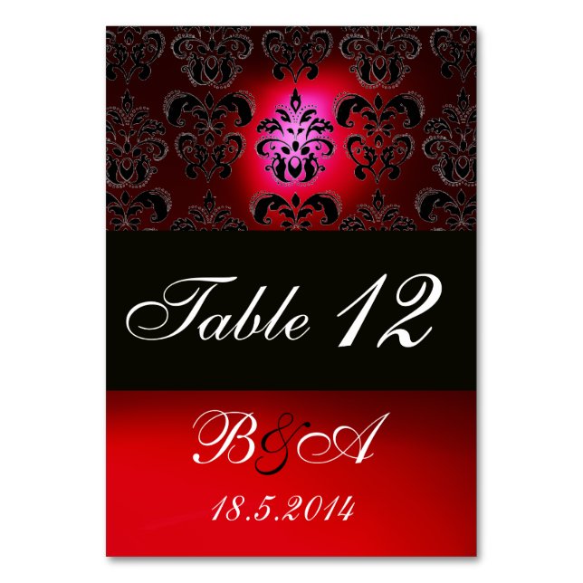 NUMÉRO DE TABLE MONOGRAMME DE DOMMASQUES DE CLASSE BLANCHE ROUGE (Dos)