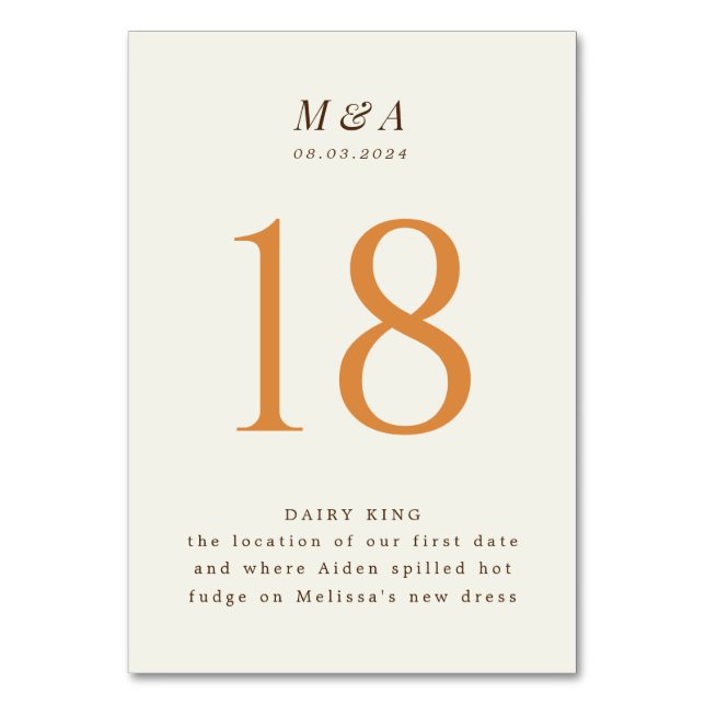 Numéro De Table Monogramme et date du Mariage de crème chic (Par défaut)