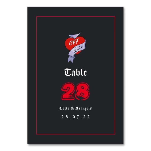 Numéro De Table Monogramme Mariage de roches et de rouleaux (Par défaut)