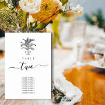 Numéro De Table Monogramme minimaliste de palmier tropical Mariage<br><div class="desc">Un design minimaliste de mariage monogramme de palmier tropical. Un design simple qui utilise un croquis d'un palmier pour créer un monogramme classique élégant. Une charmante décoration de plage tropicale en noir et blanc avec des touches rustiques et une typographie de script classe. Une élégante décoration de table de mariage...</div>
