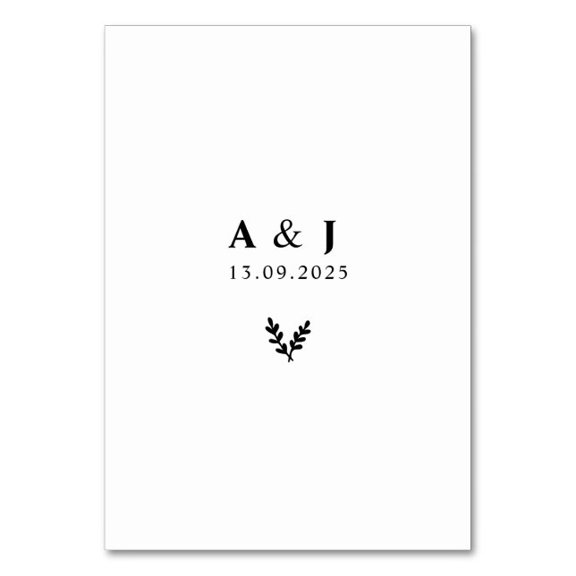Numéro De Table Monogrammes floraux minimaux élégants (Par défaut)