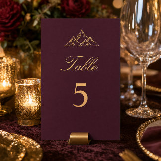 Numéro De Table Montagne de prune foncée| Or