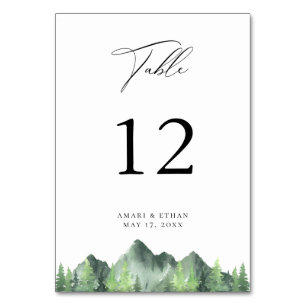 Numéro De Table Montagne forestière rustique