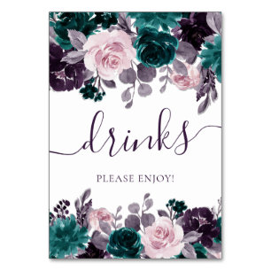 Numéro De Table Moody Boho   Eggplant Purple et Turquoise Rose Fav