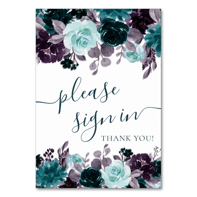 Numéro De Table Moody Boho | Floral Turquoise et violet S'il vous  (Par défaut)