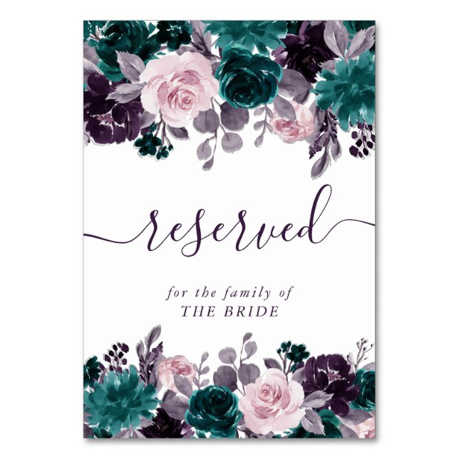 Numéro De Table Moody Boho | Plum d'aubergine Purple Floral Réserv (Par défaut)