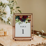 Numéro De Table Moody Floral Bourgogne Mariage<br><div class="desc">Cette conception mesure 5 x 7 pouces/ 12, 7 x 17, 8 cm et est parfaite pour les invitations. #zazzlemade</div>