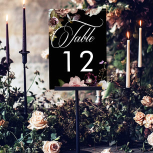 Numéro De Table Moody foncé Pastel Opulent Floral Mariage noir