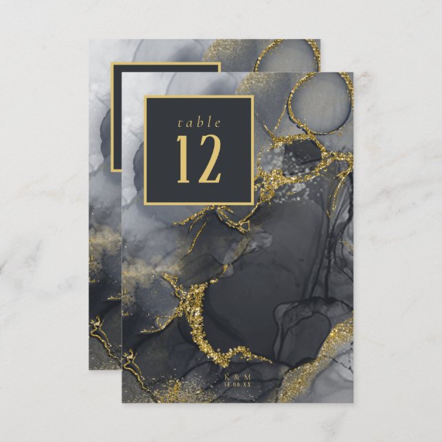 Numéro de table Moody Ink Charcoal Gold ID988 (Devant / Derrière)