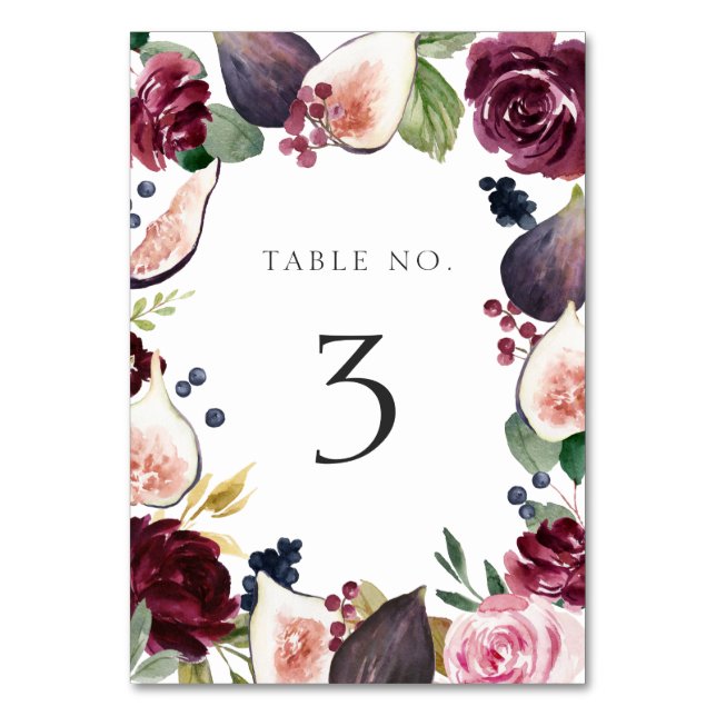 Numéro De Table Moody Plum Floral et Fig Mariage (Par défaut)