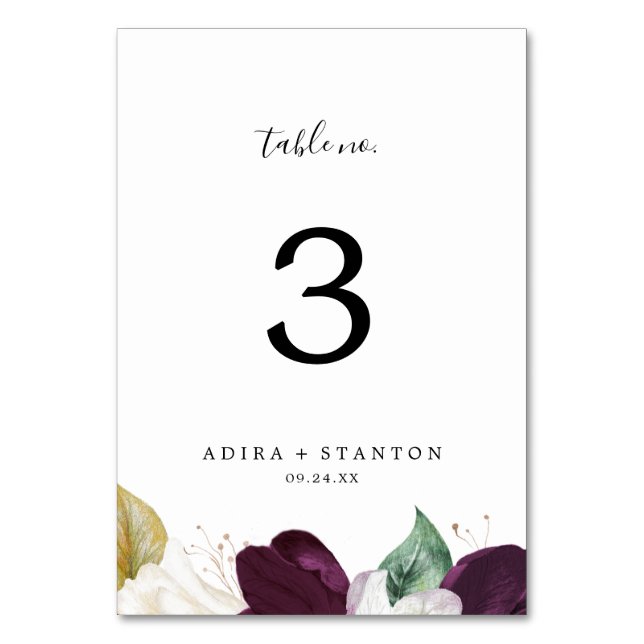 Numéro De Table Moody Purple Blooms Numéro de tableau (Par défaut)