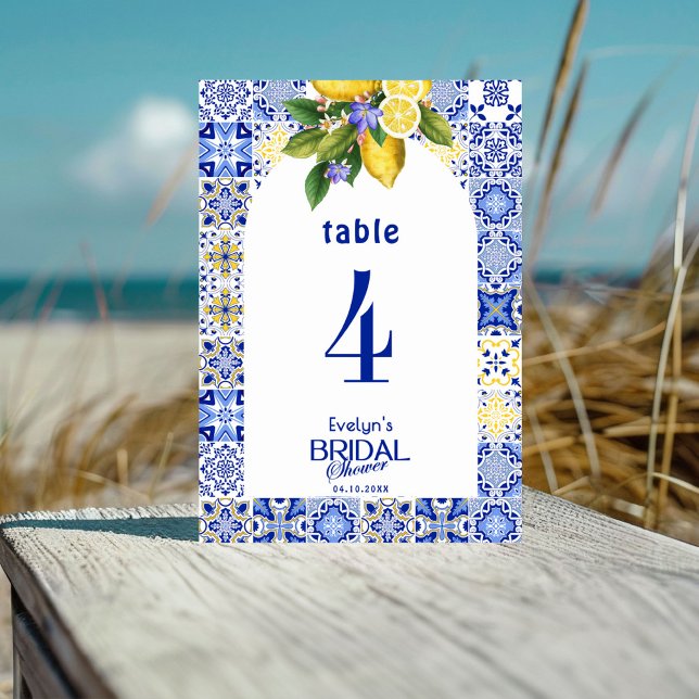 Numéro De Table Mosaïque italienne Carrelage bleu et Fête des mari (Créateur téléchargé)